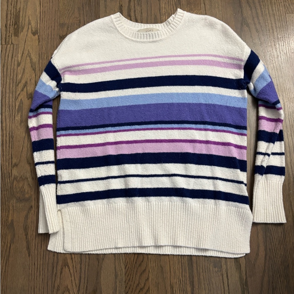 LOFT Women’s Multicolor Striped Sweater ~ Super Soft!
